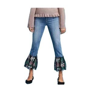 Pilcro and the Letterpress Jeans. Anthropologie, Embroidered Tulle, Size 26